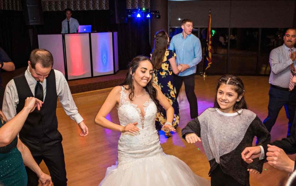 phoenix wedding dj bride dancing at wedding in Arizona