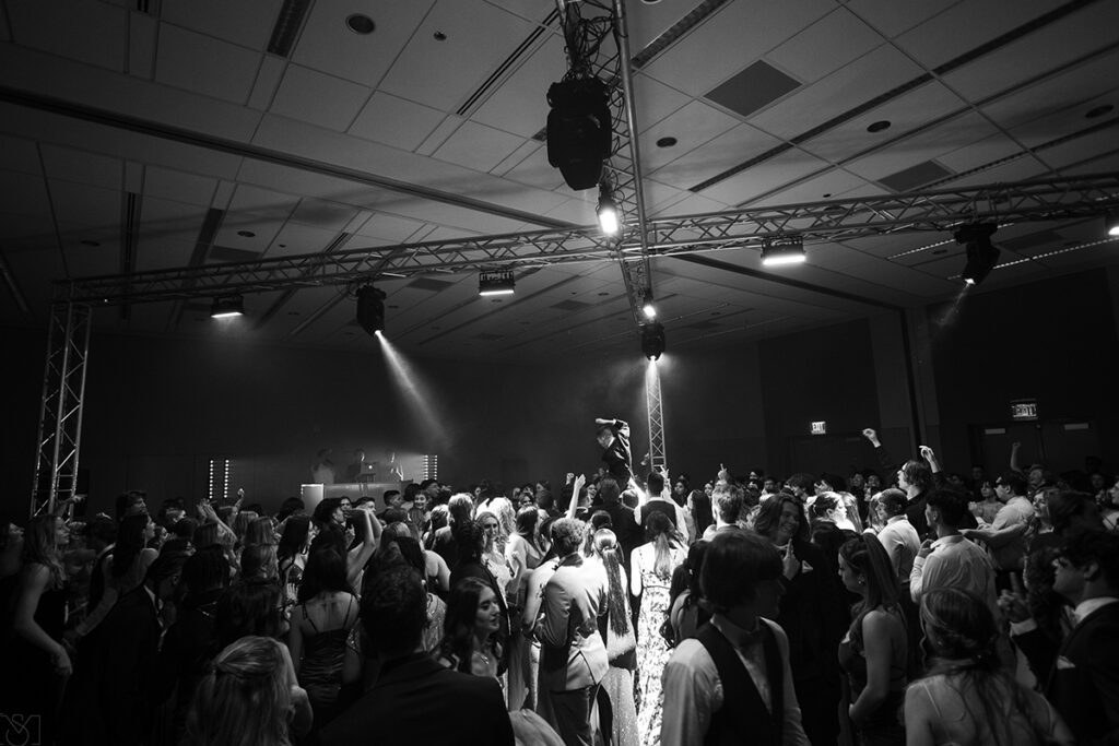 DJ for School Dance large global truss structure with intelligent lighting