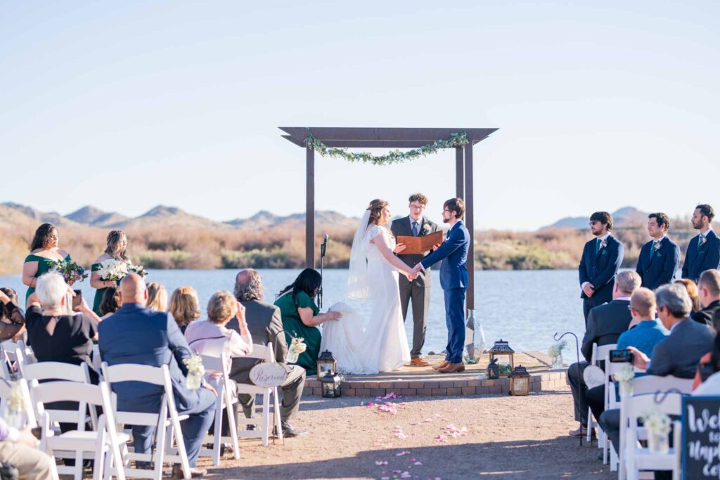 Hidden Lake AZ Weddings The Hidden Lake in Buckeye Arizona Wedding Ceremony Top water